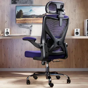 Ergonomic Office Chair - X-Shaped Computer Desk Chair Comfy, Gaming Chair, Office Chair with Lumbar Support, Mesh Office Chairs with Headrests, Desk Chair for Long Hours (Black Purple)