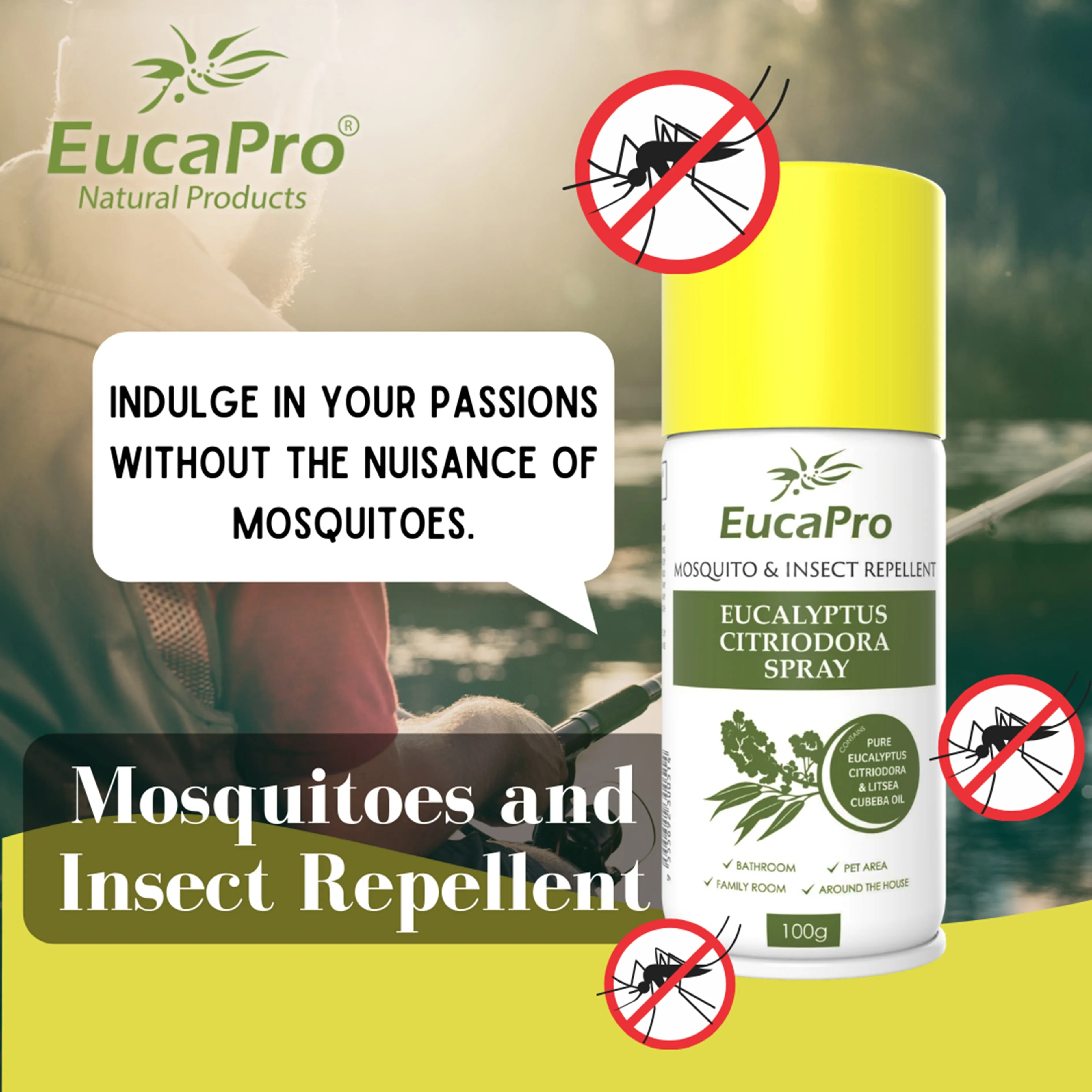 EucaPro Mosquito   Insect Repellent Eucalyptus Citriodora Spray 100g (Pure Eucalyptus Citriodora   Litsea Cubera Oil)