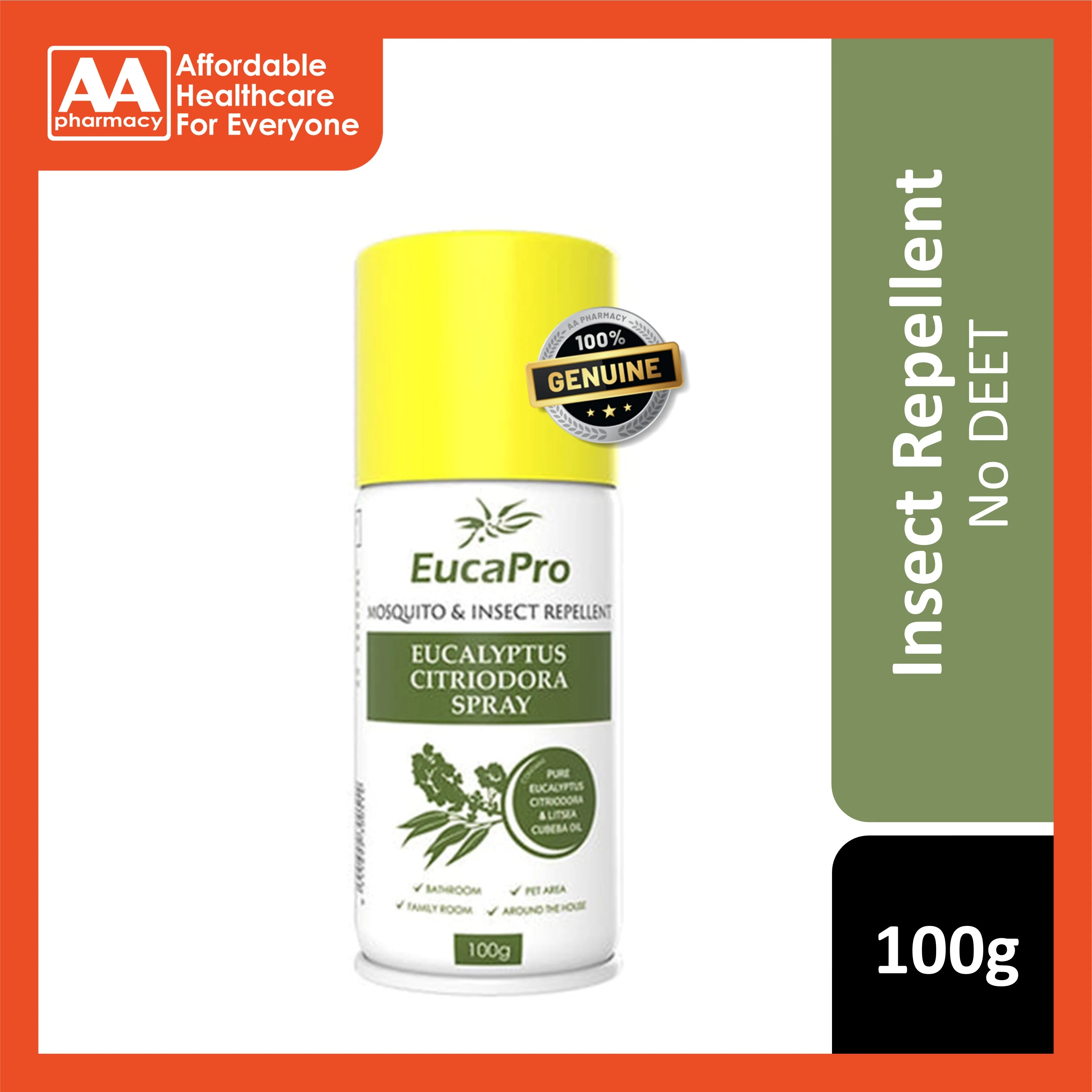 EucaPro Mosquito   Insect Repellent Eucalyptus Citriodora Spray 100g (Pure Eucalyptus Citriodora   Litsea Cubera Oil)