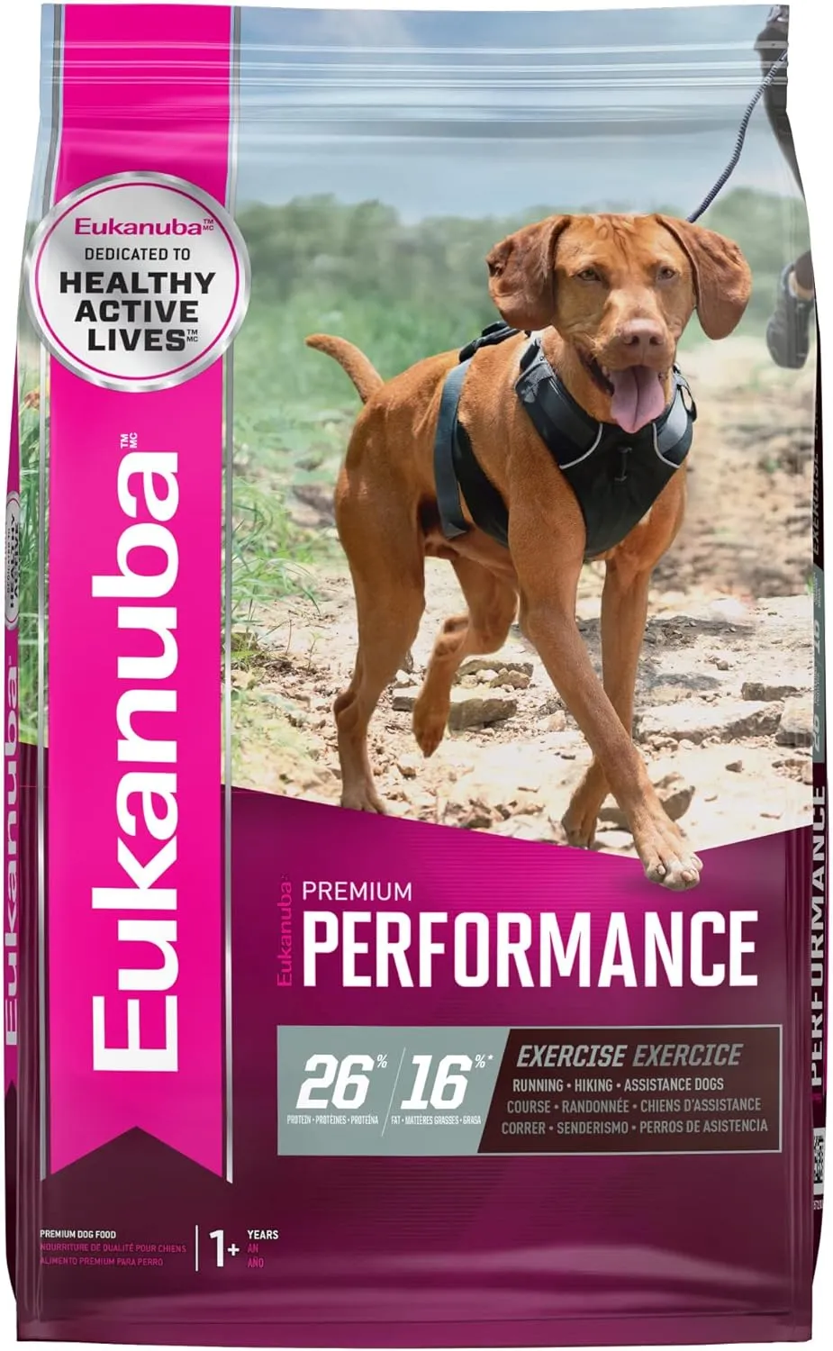 Eukanuba Premium Performance 26/16 Exercise Dry Dog Food, Dry Dog Food with Protein and Fat to Support Optimal Energy, 28 lb Bag