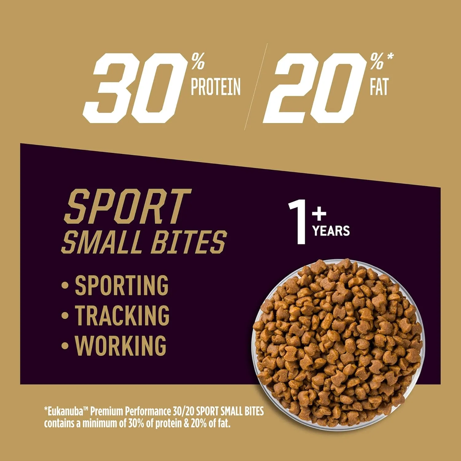 EUKANUBA Premium Performance 30/20 Sport Small Bites Dry Dog Food, 28 lb Bag