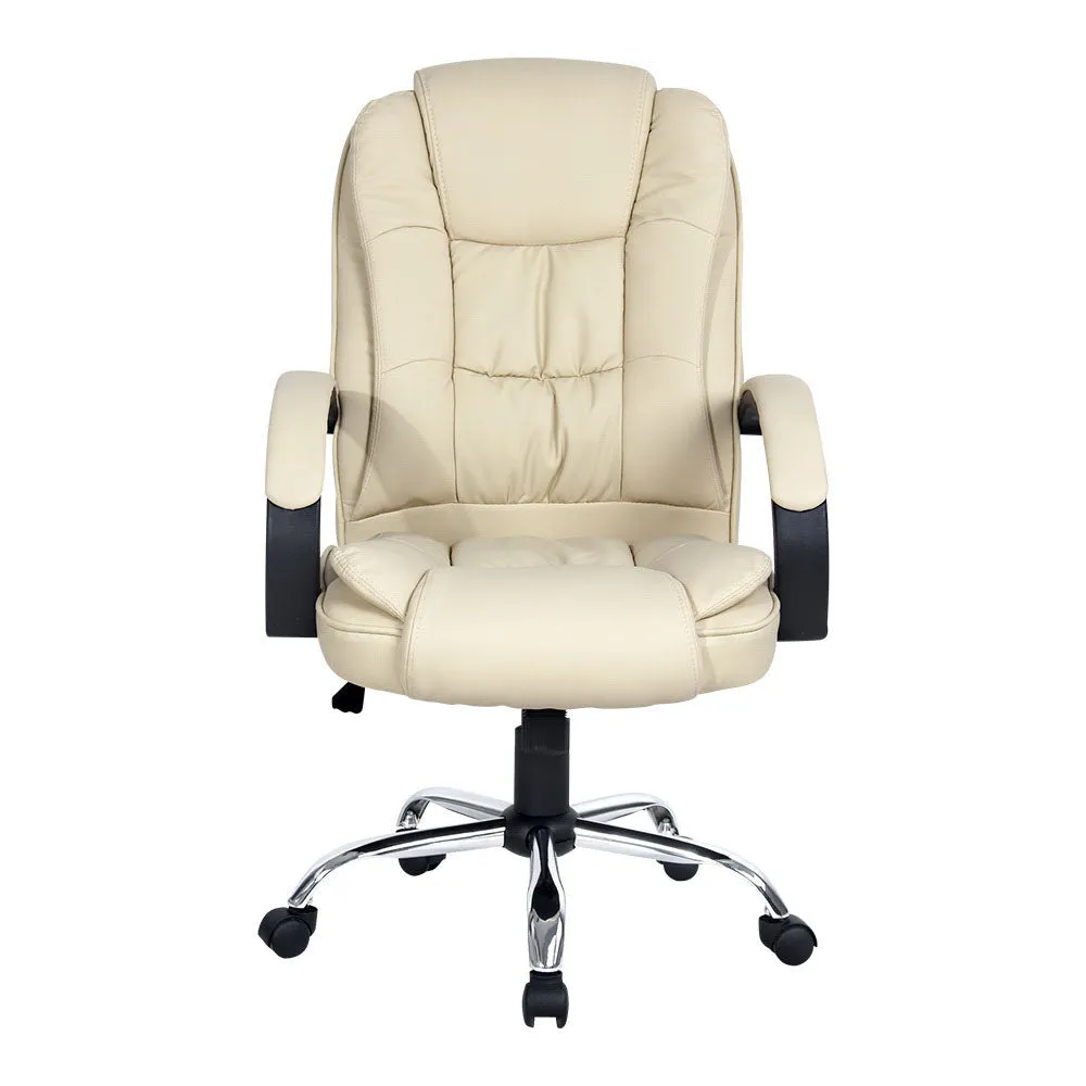 Executive PU Leather Office Chair - Beige
