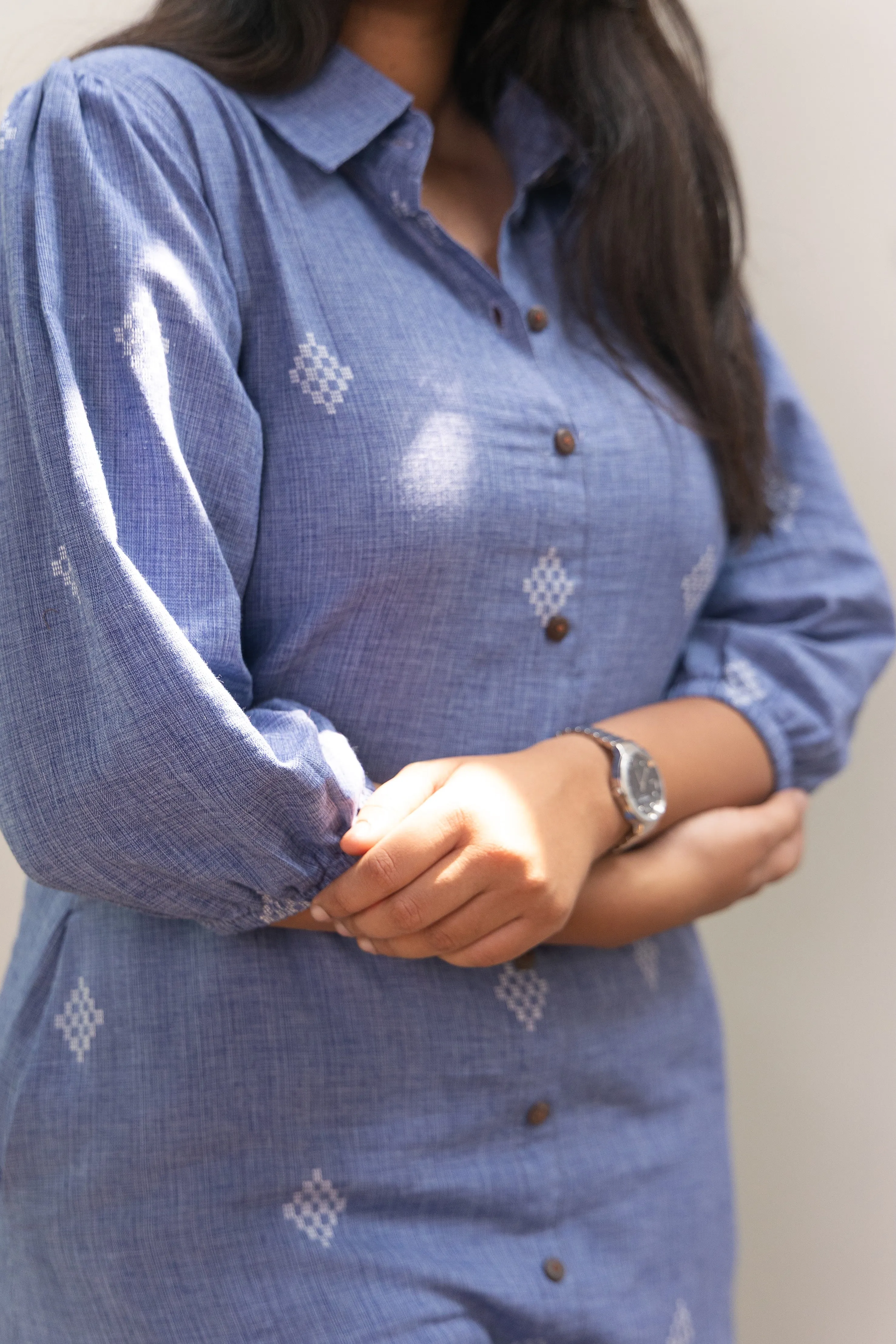 EXP - Reshma Denim Blue Handloom Kurta Set
