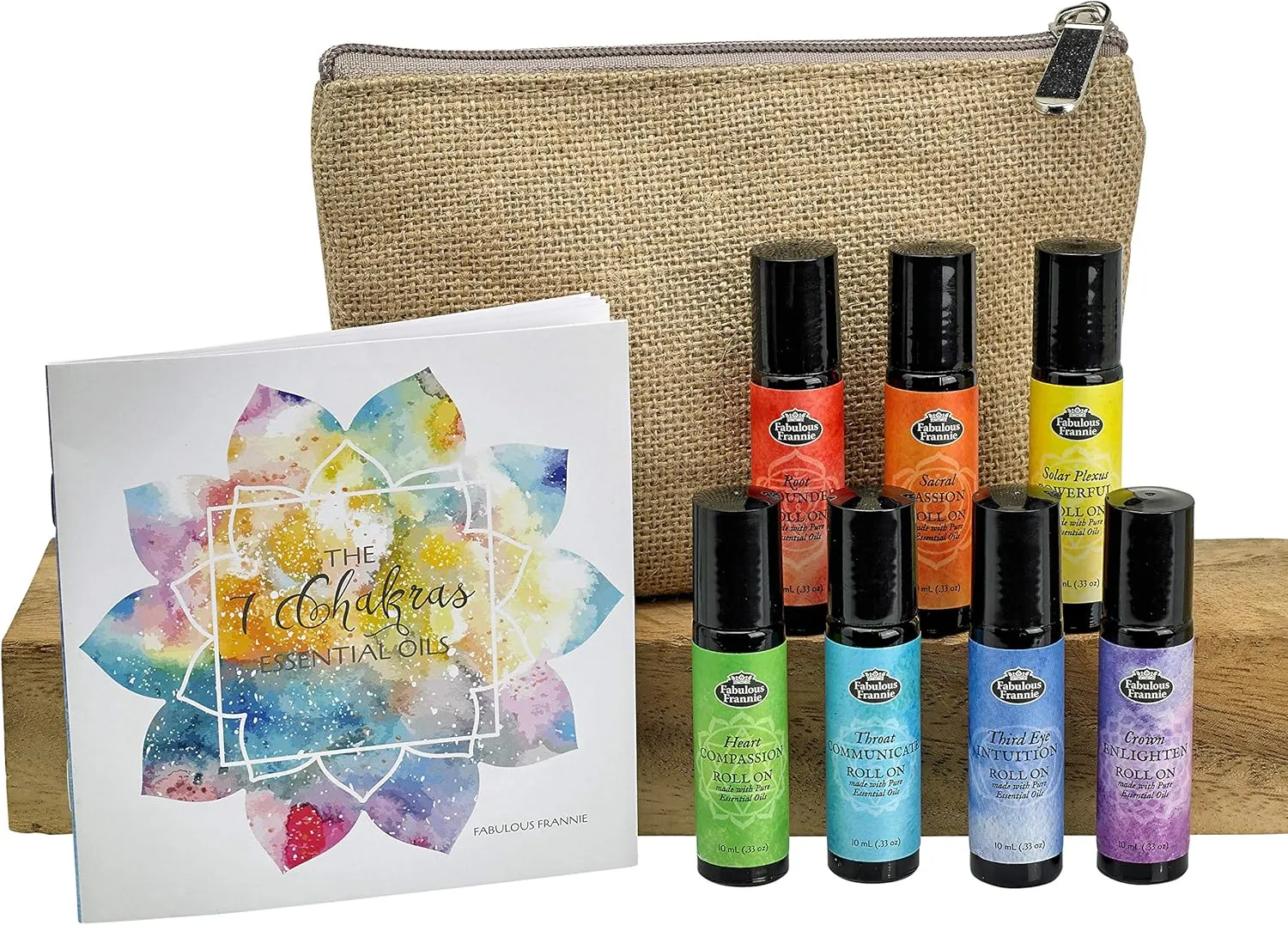 Fabulous Frannie Chakra Complete Pre-diluted Roll On Set with Travel Bag Made with Pure Essentials Oils 10ml (Pack of 7)