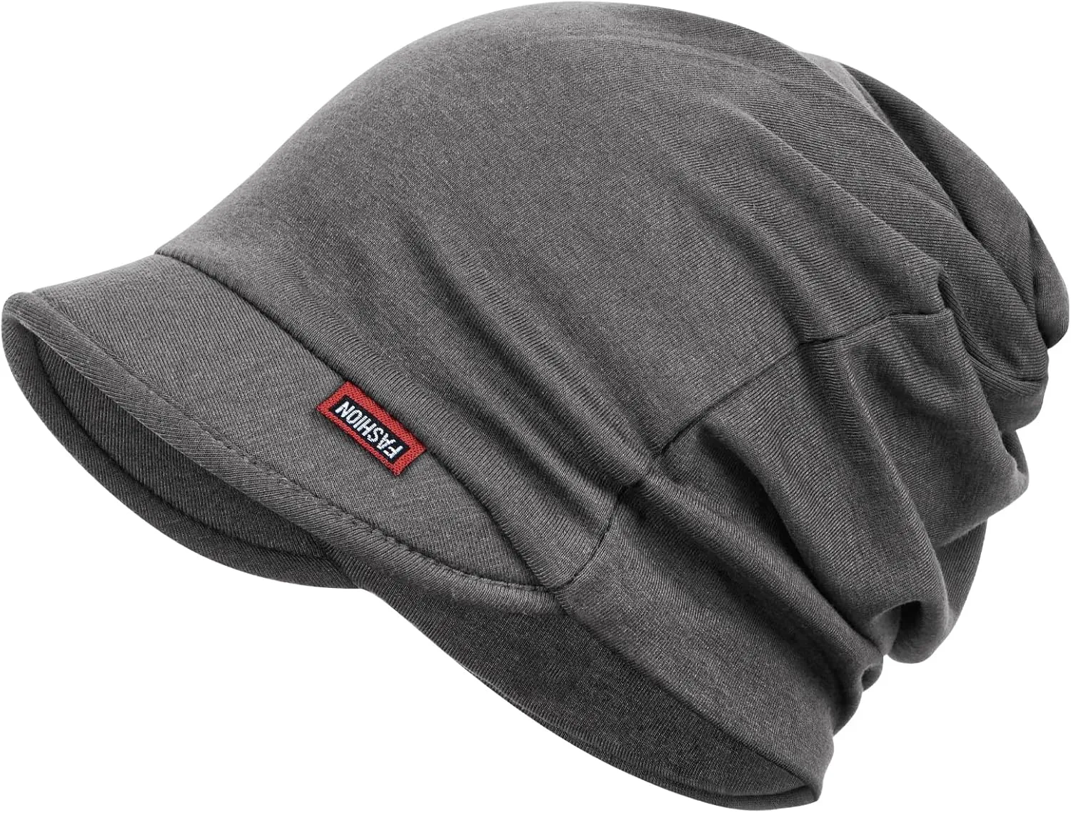 FADACHY Hat for Women - Soft Double-Layer Beanie with Ponytail Hole Spring Fall Winter Hats with Brim/Slouchy Beanie Cap