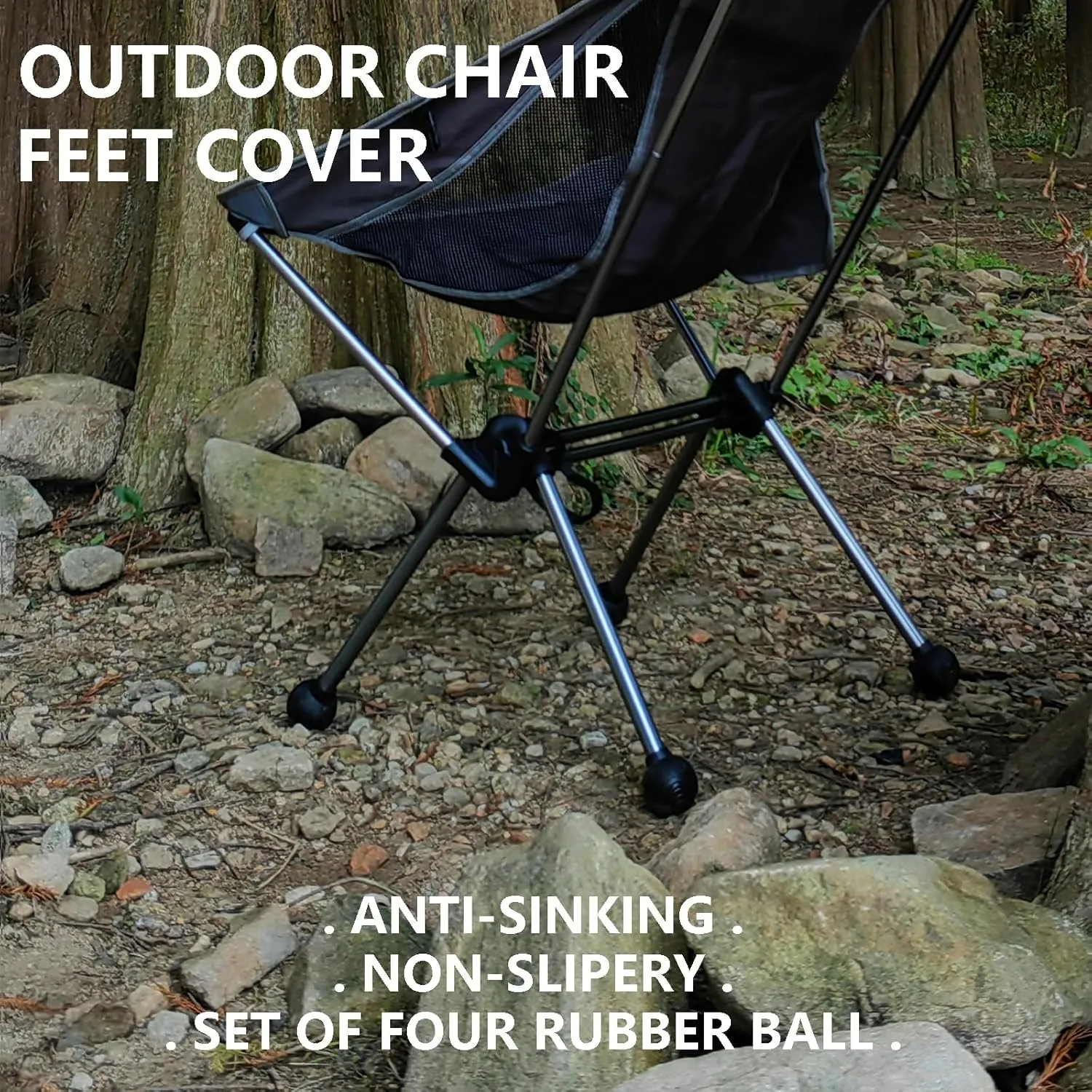 Fits 21-23mm Camping Chair Feets Rubber Ball Feet Anti Slipery Set of 4 Outdoor Chair Leg Cap Fishing Hiking， Compatible with Helinox Chair Zero One