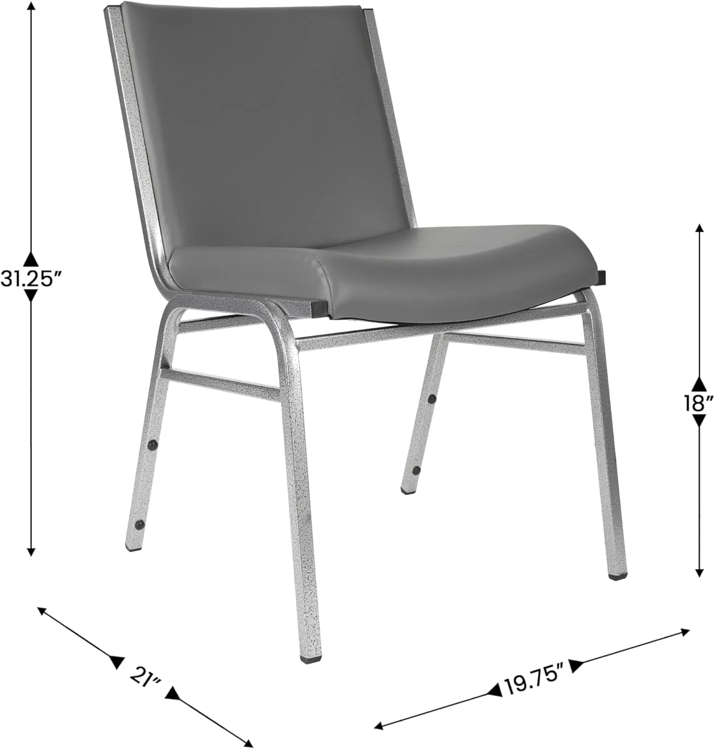 Flash Furniture 4 Pack Hercules Heavy-Duty Vinyl Lobby Chairs with Ganging Brackets and Cushioned Seats, Stacking Chairs for Waiting Rooms/Offices, Gray