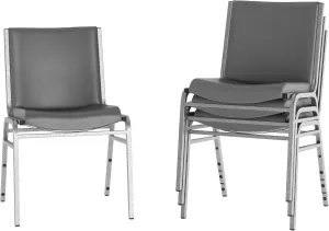 Flash Furniture 4 Pack Hercules Heavy-Duty Vinyl Lobby Chairs with Ganging Brackets and Cushioned Seats, Stacking Chairs for Waiting Rooms/Offices, Gray