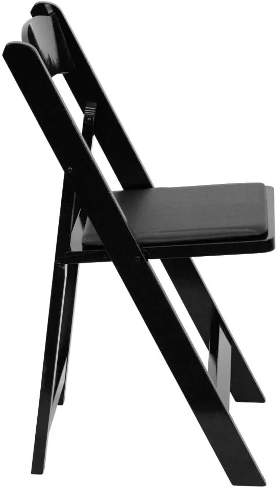 Flash Furniture 4 Pack HERCULES Series Black Wood Folding Chair with Vinyl Padded Seat
