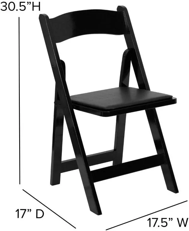 Flash Furniture 4 Pack HERCULES Series Black Wood Folding Chair with Vinyl Padded Seat