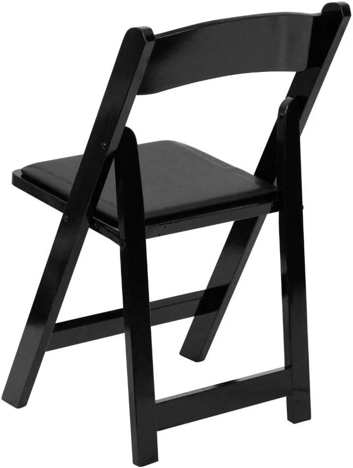 Flash Furniture 4 Pack HERCULES Series Black Wood Folding Chair with Vinyl Padded Seat