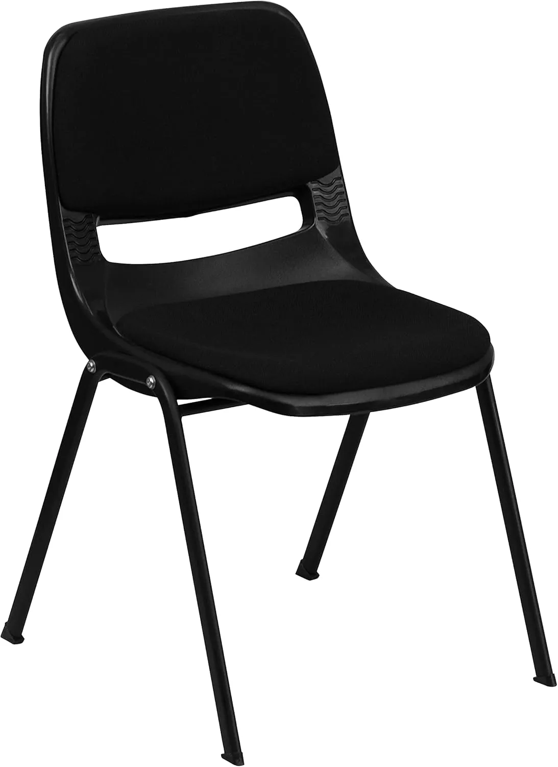 Flash Furniture 5 Pack HERCULES Series 880 lb. Capacity Black Padded Ergonomic Shell Stack Chair with Black Frame