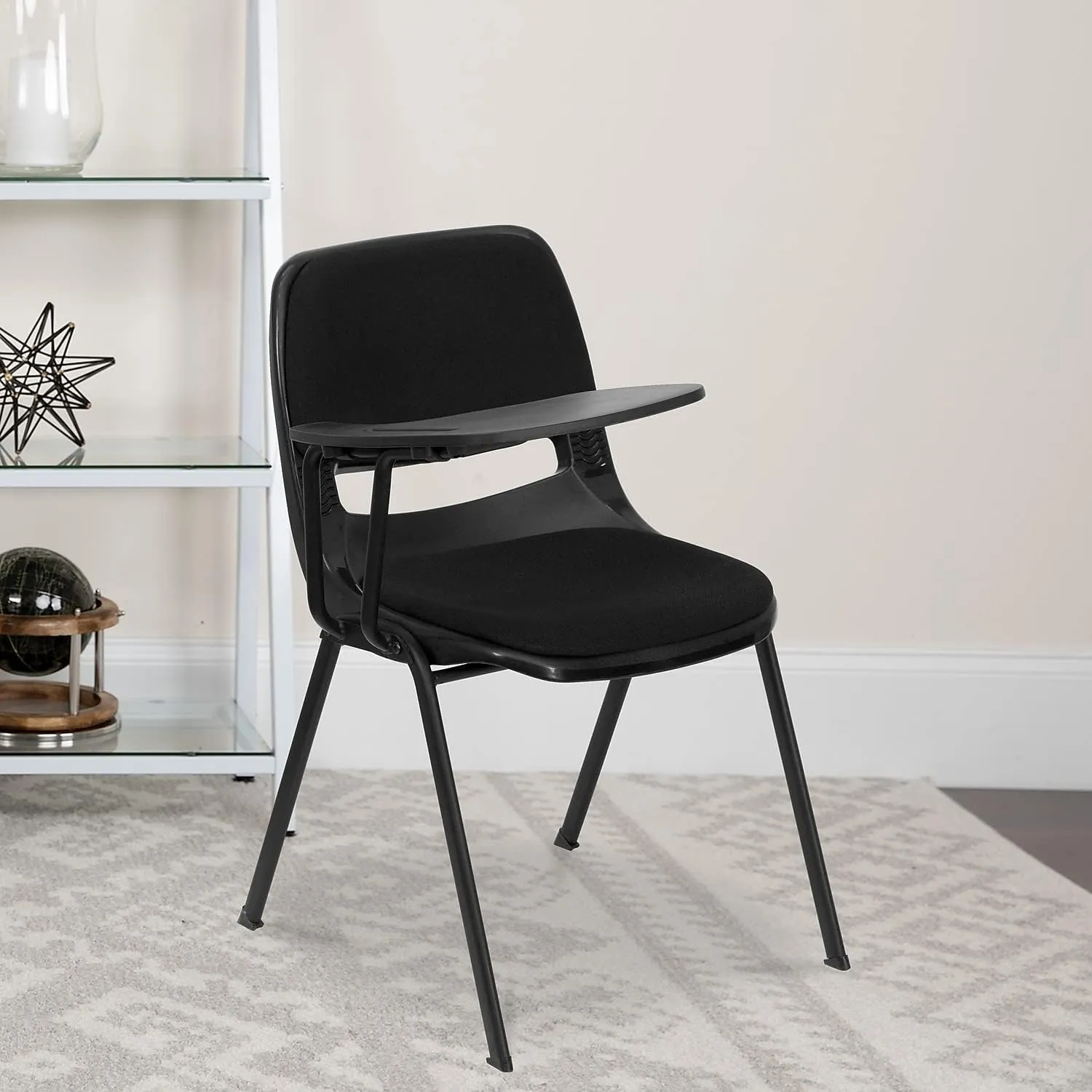 Flash Furniture 5 Pack HERCULES Series 880 lb. Capacity Black Padded Ergonomic Shell Stack Chair with Black Frame