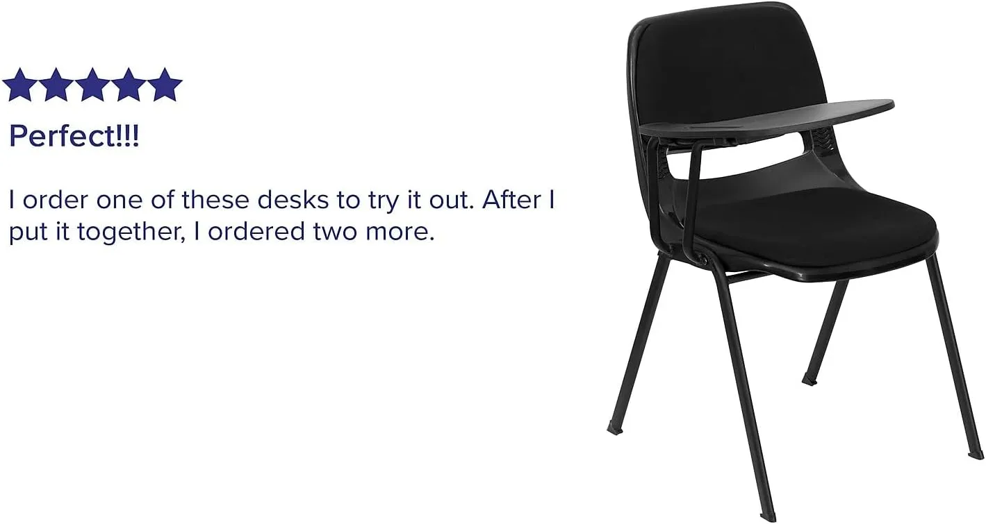 Flash Furniture 5 Pack HERCULES Series 880 lb. Capacity Black Padded Ergonomic Shell Stack Chair with Black Frame