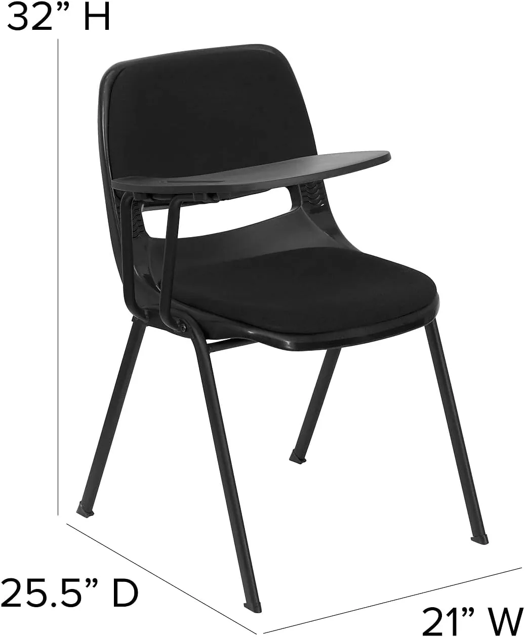 Flash Furniture 5 Pack HERCULES Series 880 lb. Capacity Black Padded Ergonomic Shell Stack Chair with Black Frame