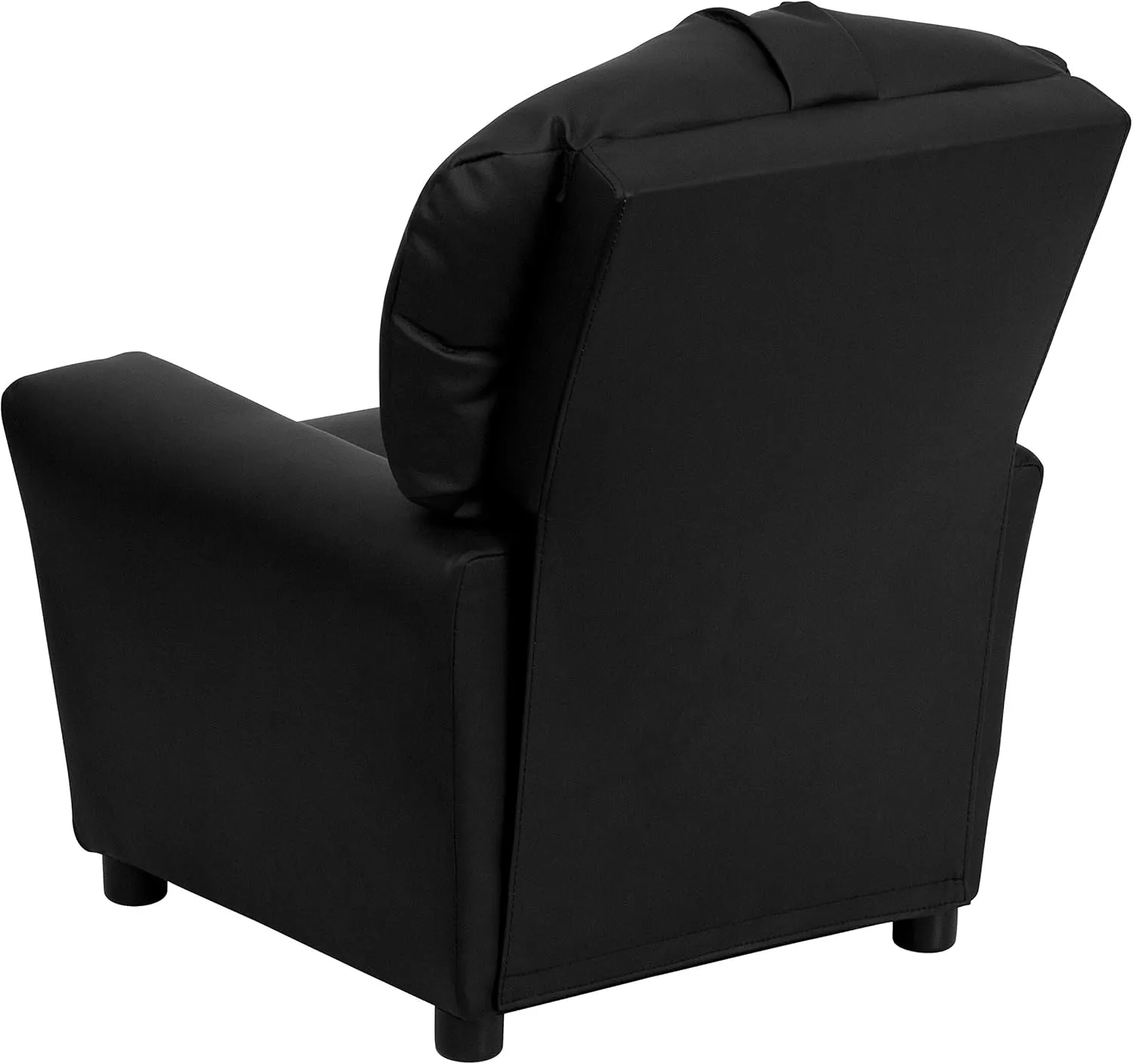Flash Furniture Chandler LeatherSoft Kids Recliner with Cup Holder and Safety Recline, Contemporary Reclining Chair for Kids, Supports up to 90 lbs., Black