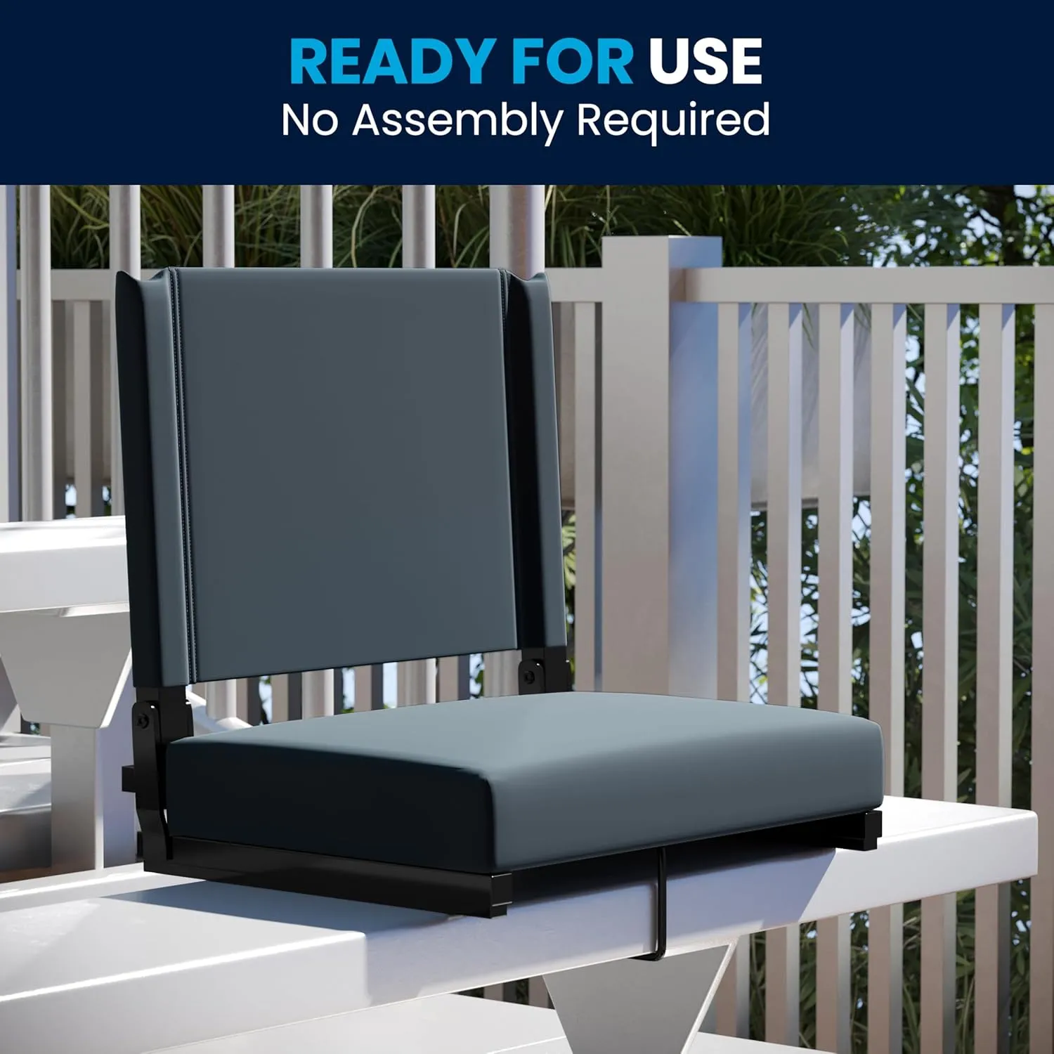 Flash Furniture Grandstand Portable Stadium Seat for Bleachers or Benches, Folding Padded Stadium Chair with Carrying Handle, 500 lb. Weight Capacity, Dark Blue