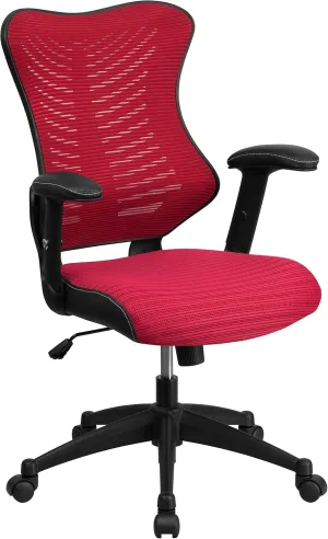 Flash Furniture Kale High Back Designer Burgundy Mesh Executive Swivel Ergonomic Office Chair with Adjustable Arms