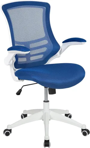 Flash Furniture Kelista Office Chair, Ergonomic, Mid-Back, White Frame, Blue Mesh with Swivel