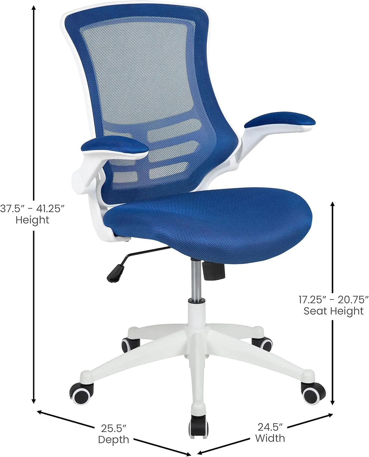 Flash Furniture Kelista Office Chair, Ergonomic, Mid-Back, White Frame, Blue Mesh with Swivel