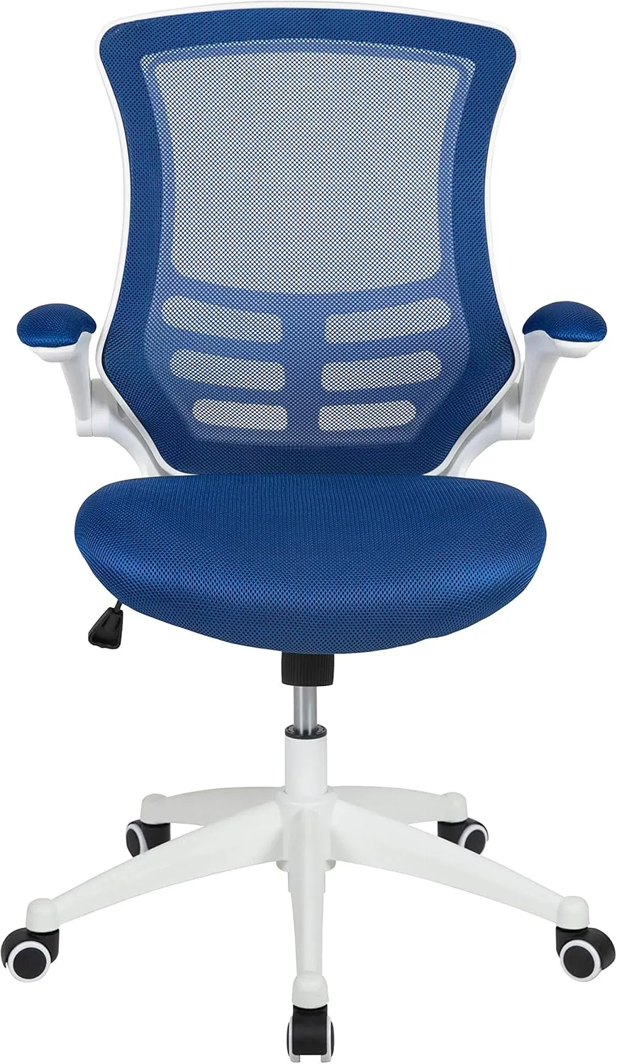 Flash Furniture Kelista Office Chair, Ergonomic, Mid-Back, White Frame, Blue Mesh with Swivel