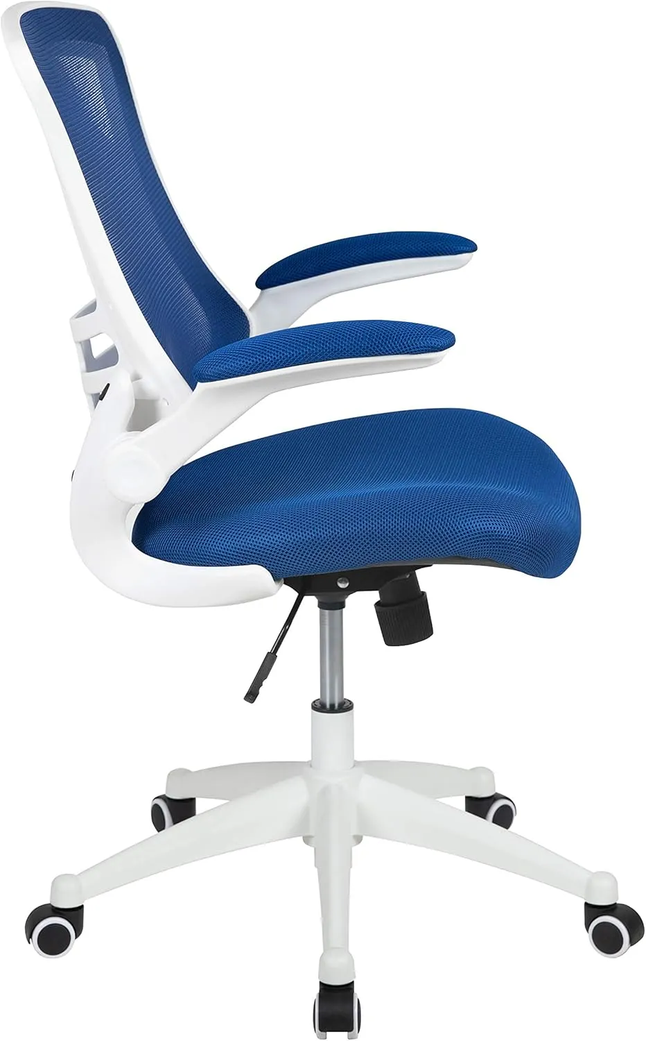 Flash Furniture Kelista Office Chair, Ergonomic, Mid-Back, White Frame, Blue Mesh with Swivel