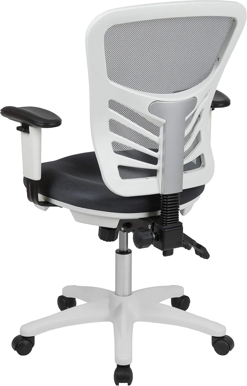 Flash Furniture Nicholas Mid-Back Swivel Office and Gaming Chair, Ergonomic Mesh Office Chair with Adjustable Lumbar Support and Height, Gray/White