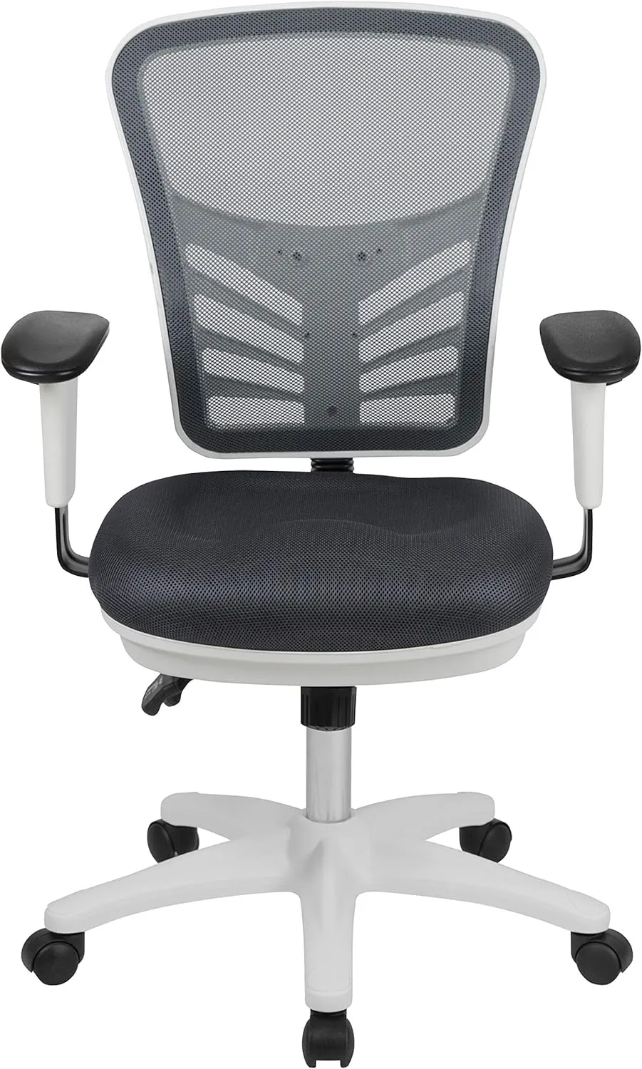 Flash Furniture Nicholas Mid-Back Swivel Office and Gaming Chair, Ergonomic Mesh Office Chair with Adjustable Lumbar Support and Height, Gray/White