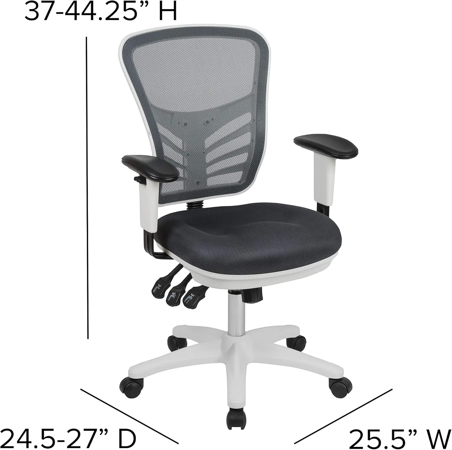 Flash Furniture Nicholas Mid-Back Swivel Office and Gaming Chair, Ergonomic Mesh Office Chair with Adjustable Lumbar Support and Height, Gray/White