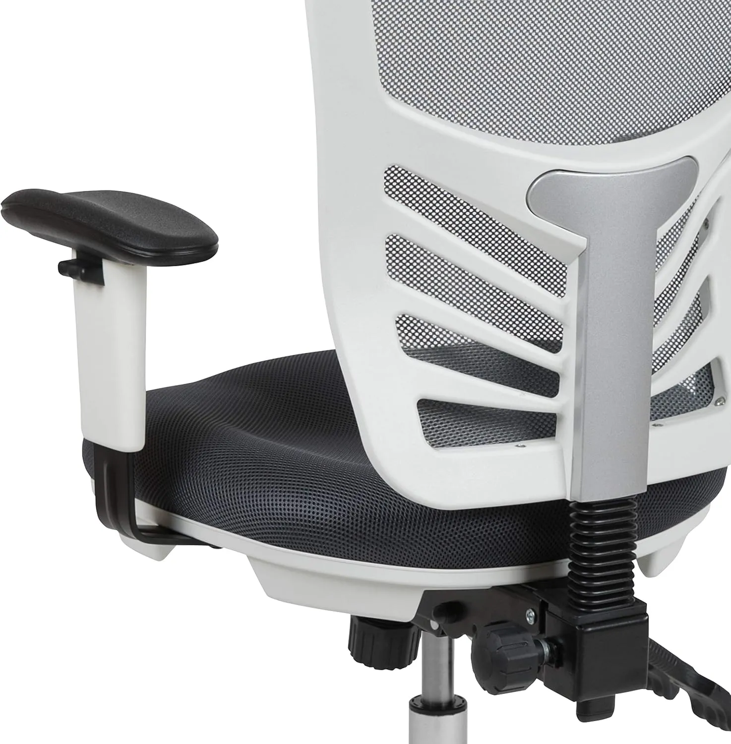 Flash Furniture Nicholas Mid-Back Swivel Office and Gaming Chair, Ergonomic Mesh Office Chair with Adjustable Lumbar Support and Height, Gray/White