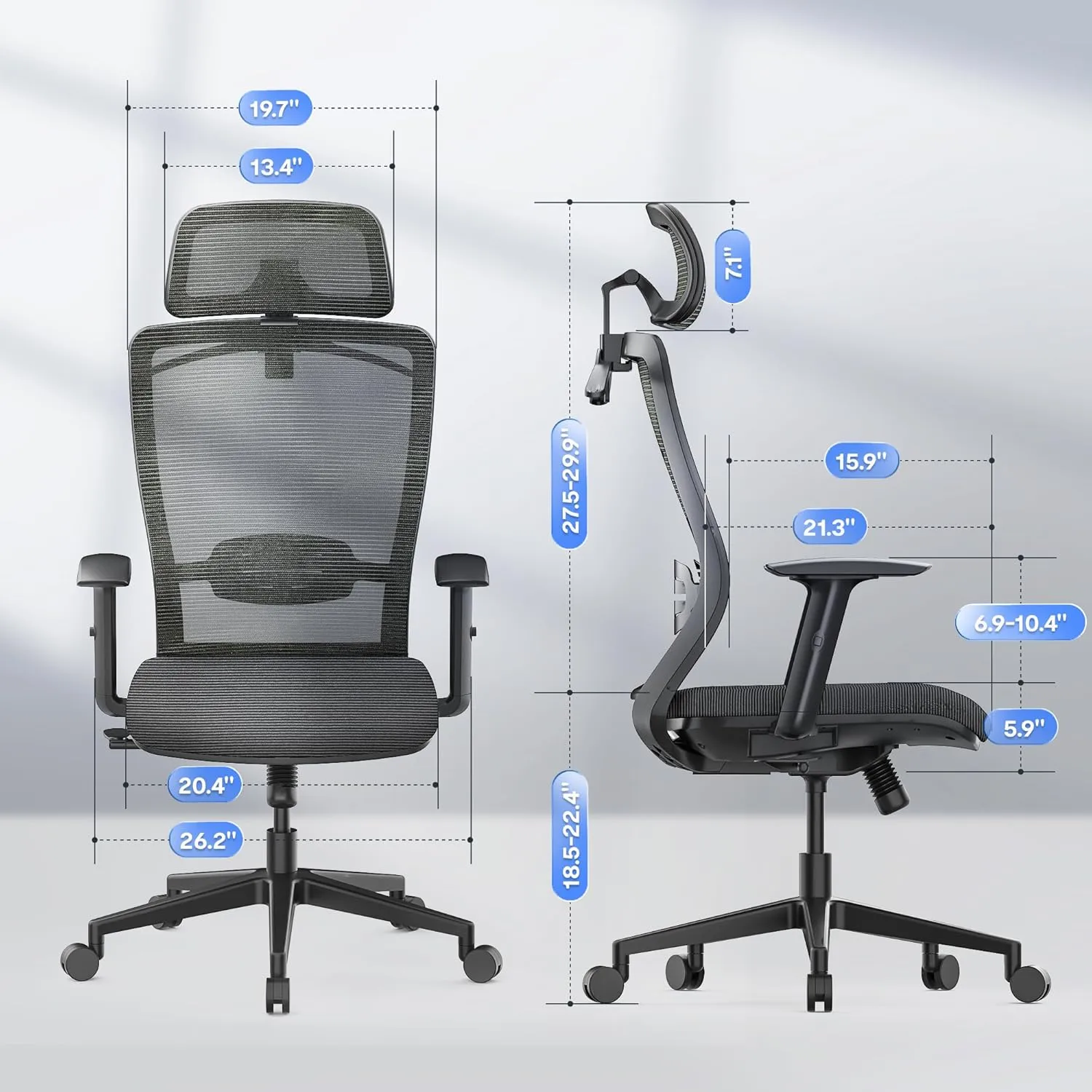 FLEXISPOT Ergonomic Office Chair, High Back Home Office Desk Chairs with Adjustable Lumbar Support, Armrests,90-120° Tilt Lock, Comfort Wide Cushion, Swivel Computer Gaming Chairs for Adults (Gray)