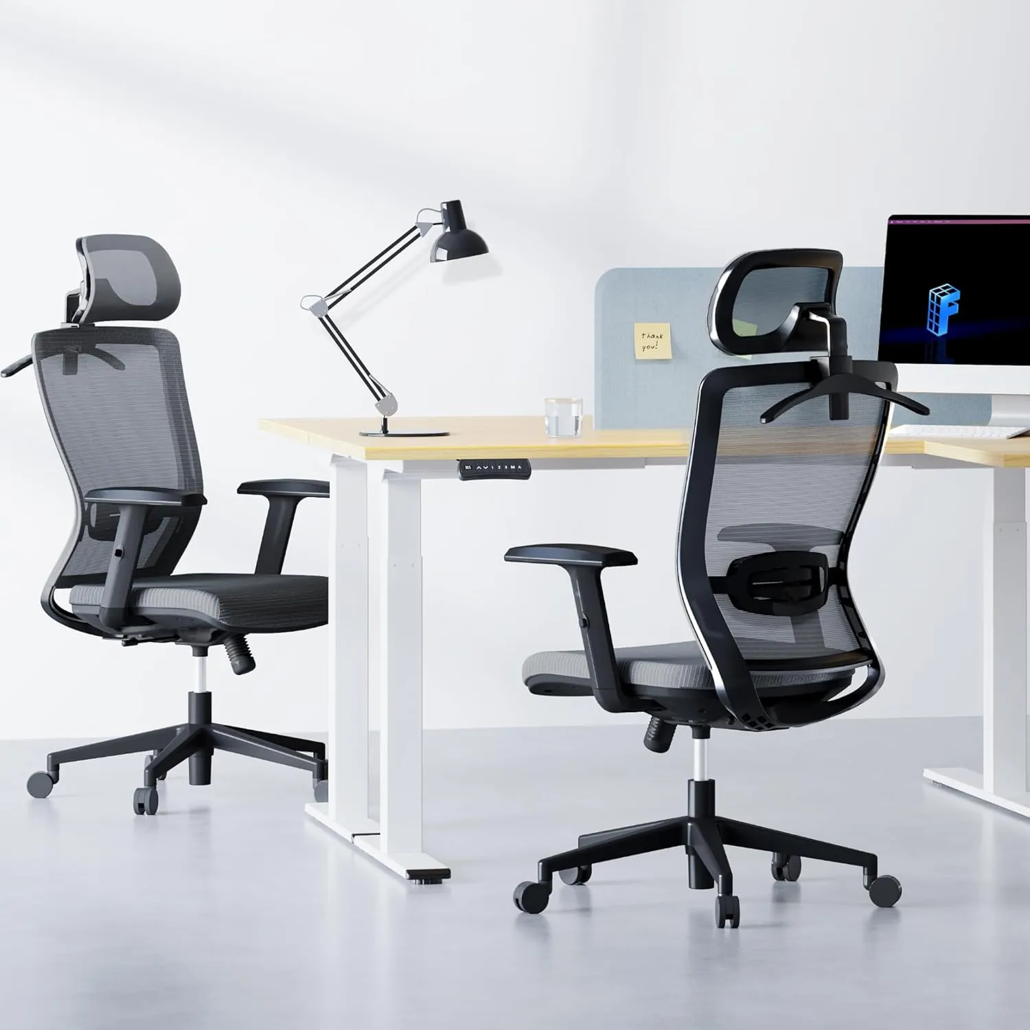 FLEXISPOT Ergonomic Office Chair, High Back Home Office Desk Chairs with Adjustable Lumbar Support, Armrests,90-120° Tilt Lock, Comfort Wide Cushion, Swivel Computer Gaming Chairs for Adults (Gray)