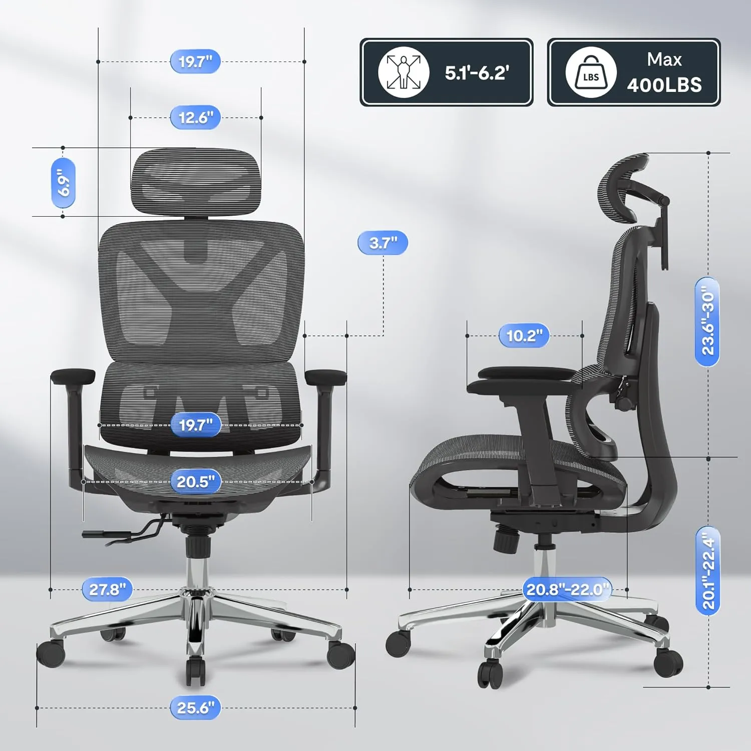 FLEXISPOT Premium Ergonomic Office Chair - Adjustable 3D Armrests, Dynamic Lumbar Support, Recline & Tilt Function, Mesh Seat, for Home & Office Use, OC4-SD Dark Grey