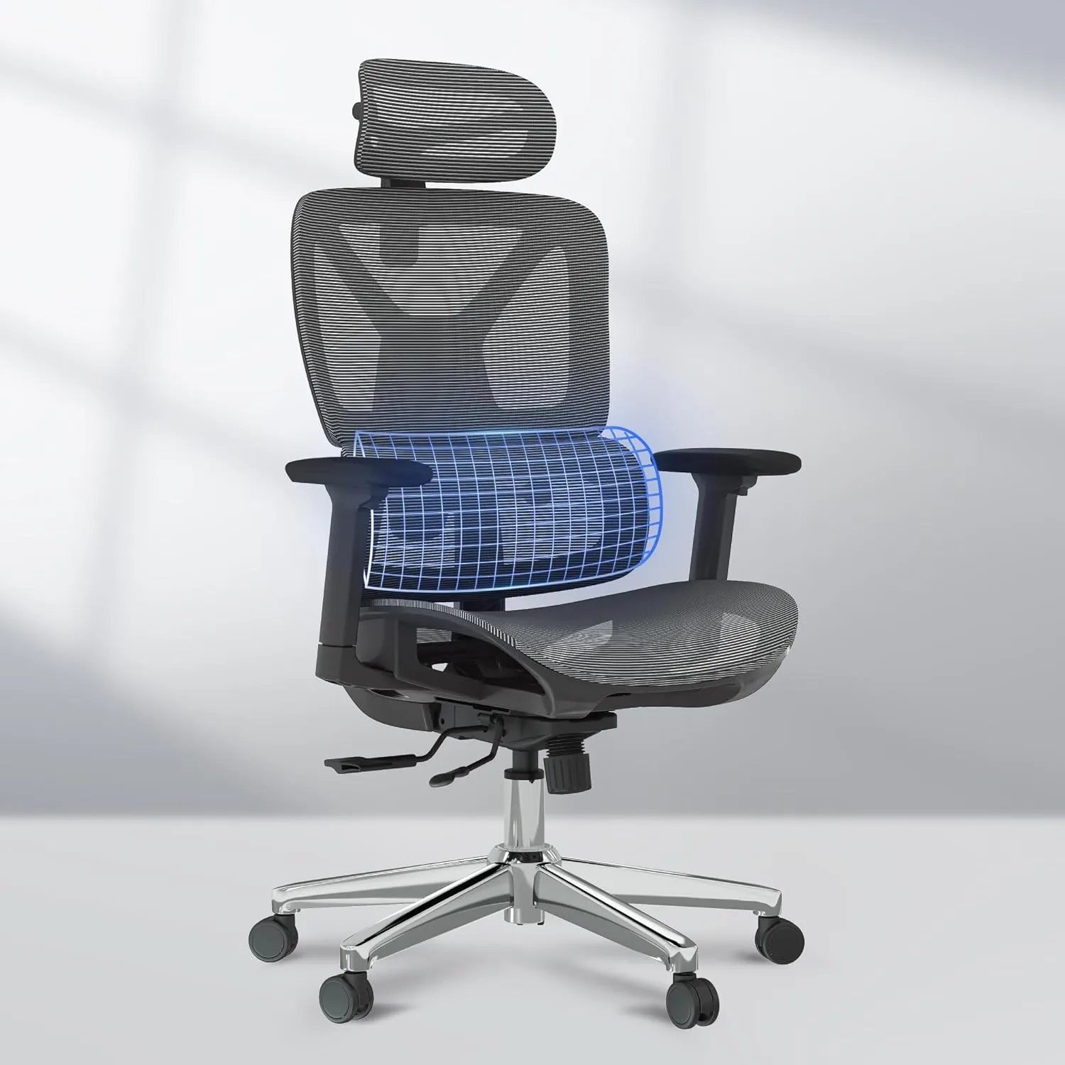 FLEXISPOT Premium Ergonomic Office Chair - Adjustable 3D Armrests, Dynamic Lumbar Support, Recline & Tilt Function, Mesh Seat, for Home & Office Use, OC4-SD Dark Grey