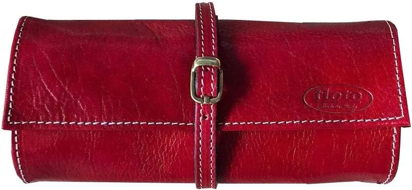Floto Leather Jewelry Roll Women's Jewerly Accessory Bag (Tuscan Red)