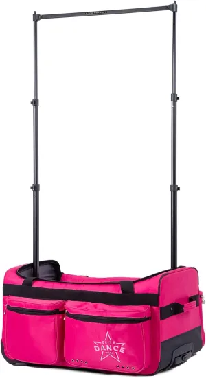 Foldable 28 Inch Dance Bag with Garment Rack, Dance Costumes Garment Bags for Travel, Garment Duffle for Dancer, Collapsible Rolling Competition Bag with Wheels