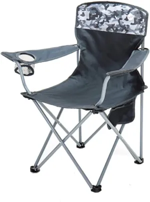 Folding Camp Chair Adults Outdoor Folding Camping Chair Beach Chair Portable Stable Iron with Mesh Cup Holder Carry Bag for Camping Hiking Beach Fishing Garden-Grey L