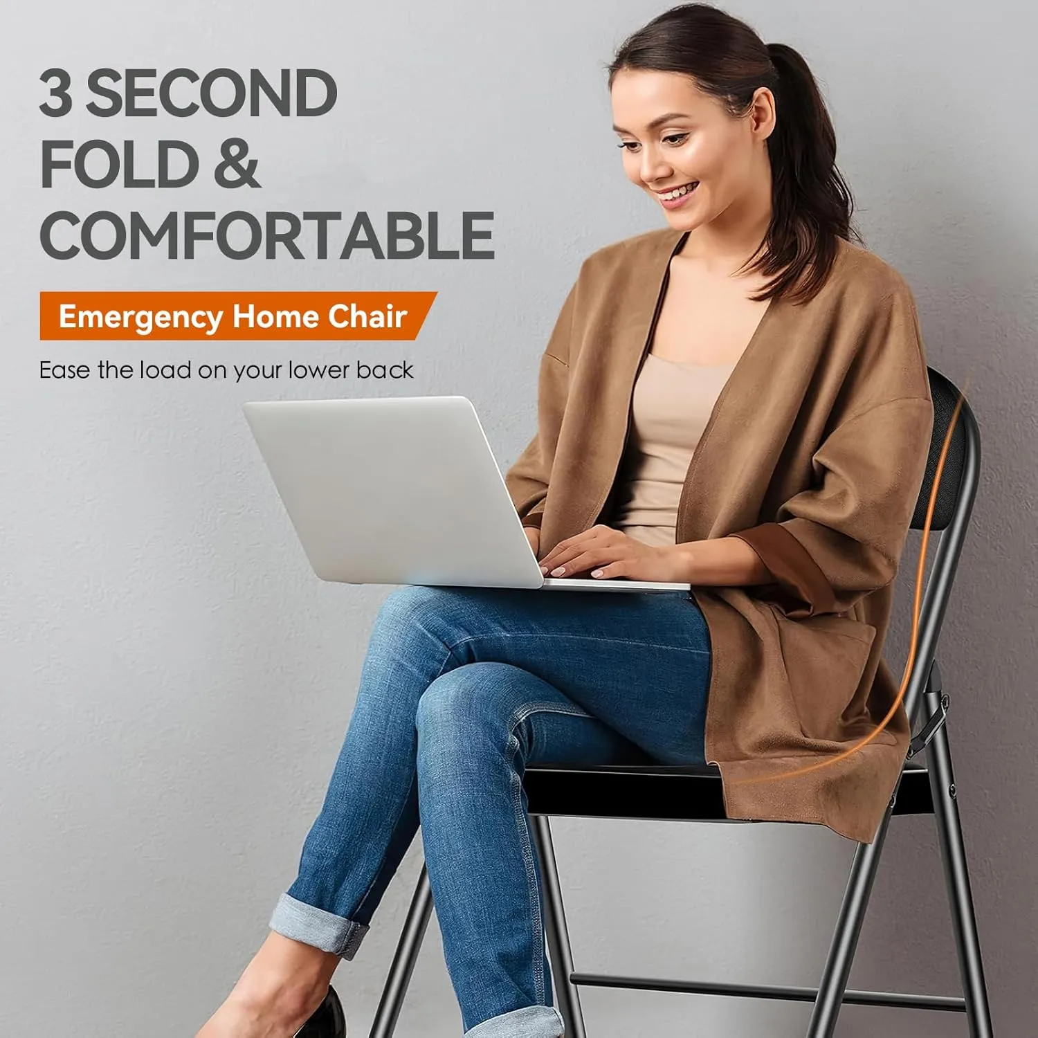 Folding Chairs with Cushion 6 Pack - Black Fabric Padded Folding Chair with Steel Frame for Events Office Wedding Party, 330 Pound Capacity (Black, Fabric, Set of 6)