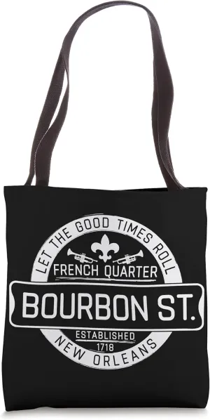 French Quarter Bourbon St New Orleans Fleur De Lis Souvenir Tote Bag