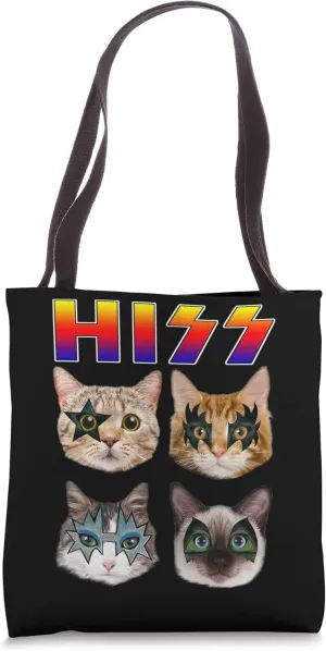 Funny Cat Hiss Rock and Roll For Cat Lover, Cat Dad, Cat mom Tote Bag