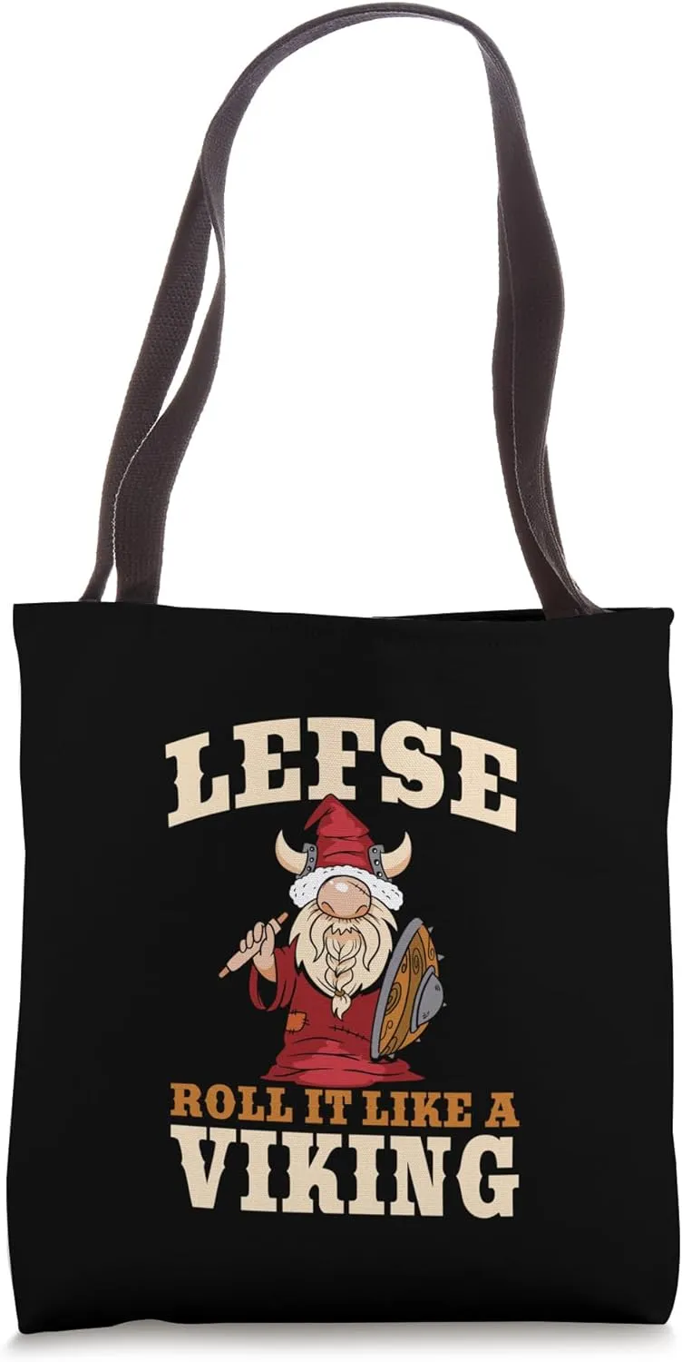 Funny Lefse Rolling Tomte Outfit Lefse Making Viking Tote Bag