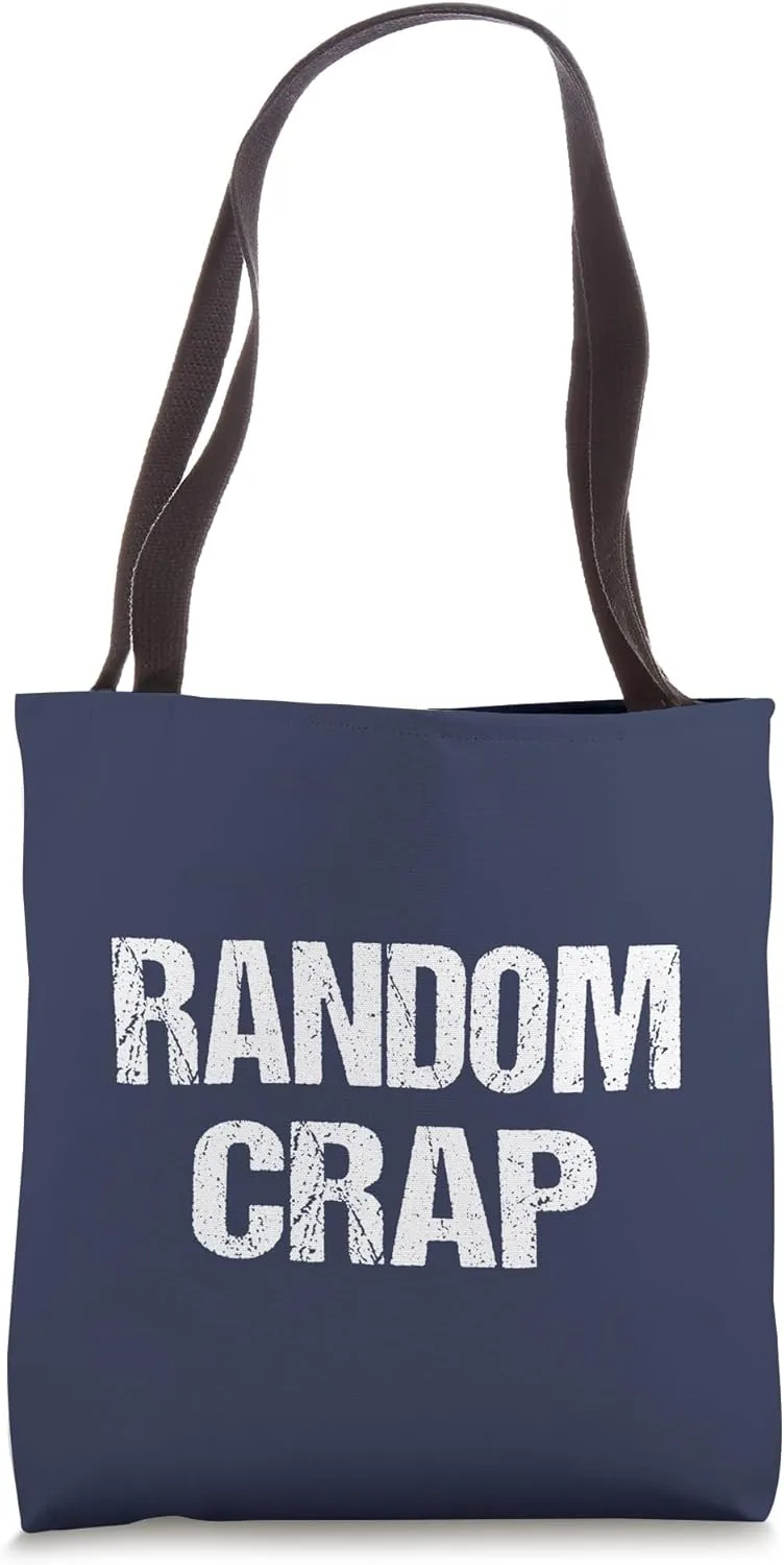 Funny Vintage Retro Irony & Sarcasm Navy Blue Random Crap Tote Bag