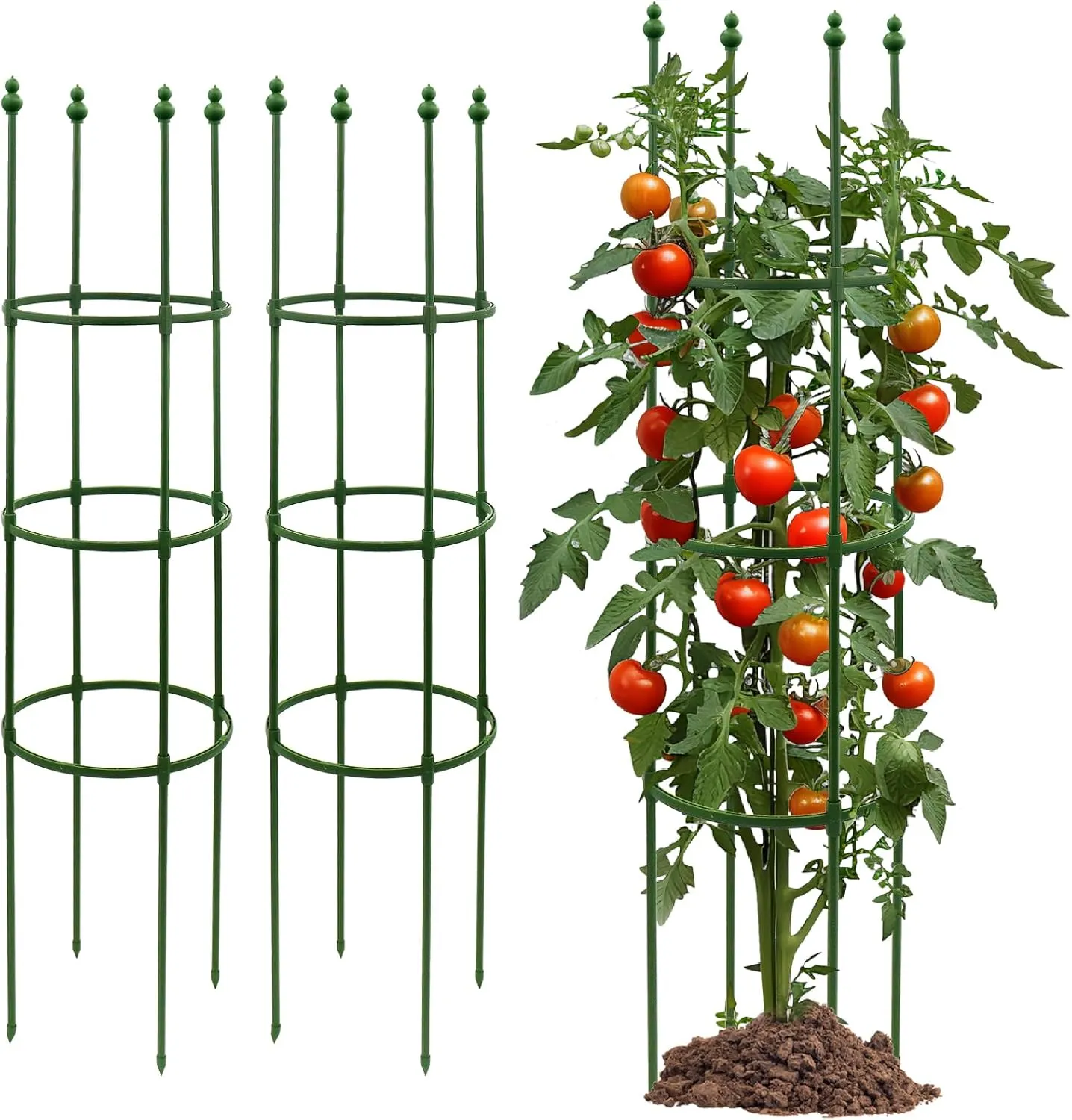 G-LEAF Adjustable Detachable Tomato Cage 3 Pack Tomatoes Plant Support Cages Trellis Garden Sticks/Stakes for Climbing Plants, Vegetables, Fruit, Flowers, 60 inch (Garden Ties Include)