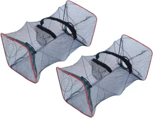 GALPADA Fishing Trap Net Set 2pcs Collapsible Shrimp Catching Trap Reusable Lobster Net Ideal for Outdoor Fishing