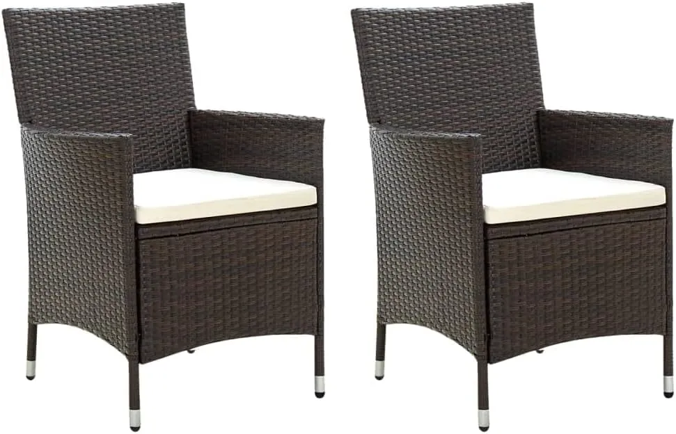 Garden Chairs, Pool Chair, Patio Chairs with Cushions 2 pcs, Easy to Clean Suitable for Patio, Porch, Backyard, Balcony, Garden Poly Rattan Brown