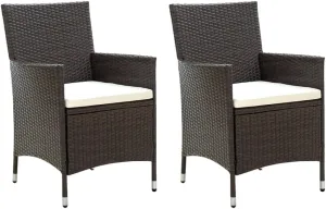 Garden Chairs, Pool Chair, Patio Chairs with Cushions 2 pcs, Easy to Clean Suitable for Patio, Porch, Backyard, Balcony, Garden Poly Rattan Brown