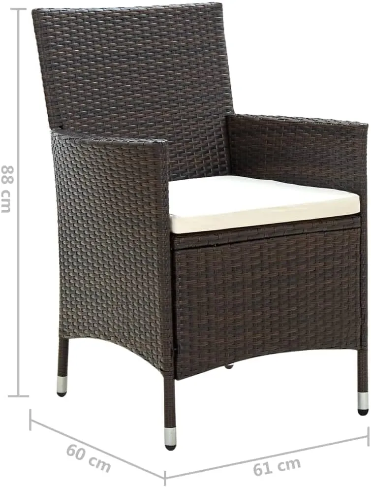 Garden Chairs, Pool Chair, Patio Chairs with Cushions 2 pcs, Easy to Clean Suitable for Patio, Porch, Backyard, Balcony, Garden Poly Rattan Brown