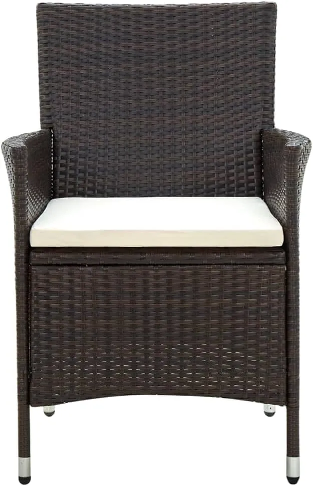 Garden Chairs, Pool Chair, Patio Chairs with Cushions 2 pcs, Easy to Clean Suitable for Patio, Porch, Backyard, Balcony, Garden Poly Rattan Brown