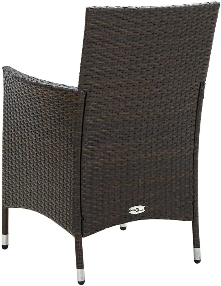 Garden Chairs, Pool Chair, Patio Chairs with Cushions 2 pcs, Easy to Clean Suitable for Patio, Porch, Backyard, Balcony, Garden Poly Rattan Brown