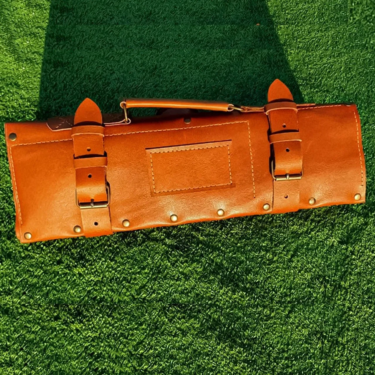 Genuine Black Leather Chefs Bags With Brass Buckles